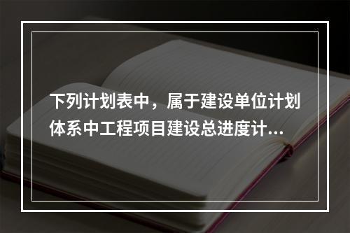 下列计划表中，属于建设单位计划体系中工程项目建设总进度计划