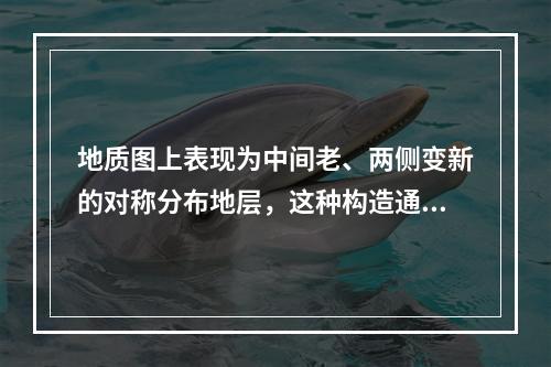 地质图上表现为中间老、两侧变新的对称分布地层，这种构造通常是