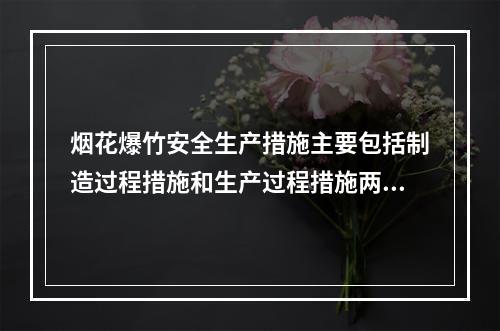 烟花爆竹安全生产措施主要包括制造过程措施和生产过程措施两类。