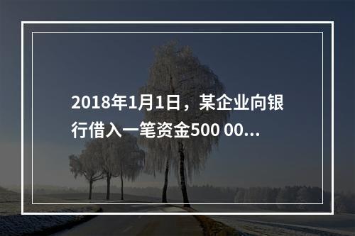 2018年1月1日，某企业向银行借入一笔资金500 000元