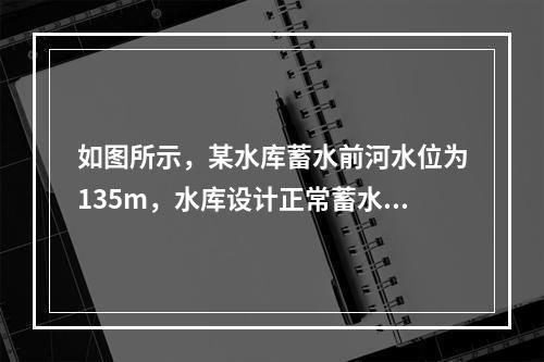 如图所示，某水库蓄水前河水位为135m，水库设计正常蓄水位