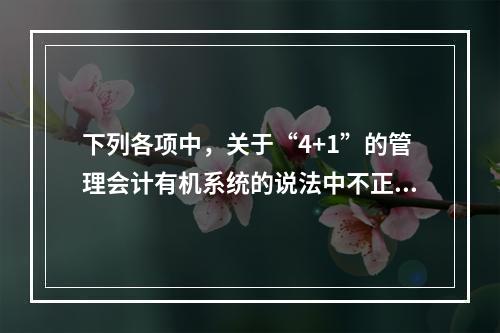 下列各项中，关于“4+1”的管理会计有机系统的说法中不正确的