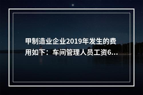 甲制造业企业2019年发生的费用如下：车间管理人员工资60万