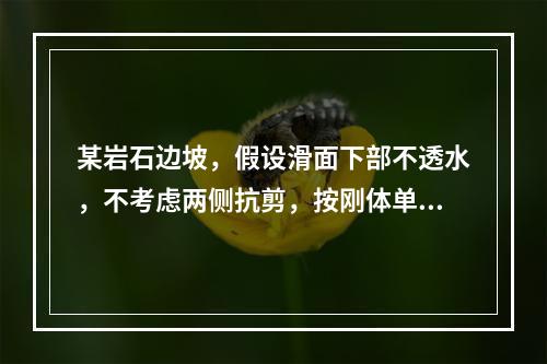 某岩石边坡，假设滑面下部不透水，不考虑两侧抗剪，按刚体单宽