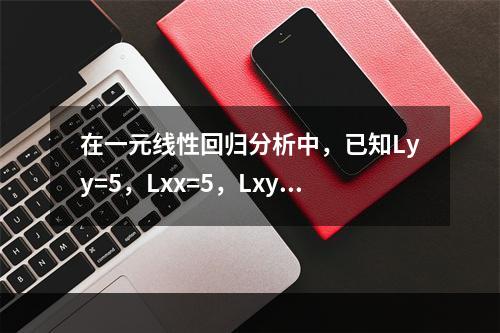 在一元线性回归分析中，已知Lyy=5，Lxx=5，Lxy=-