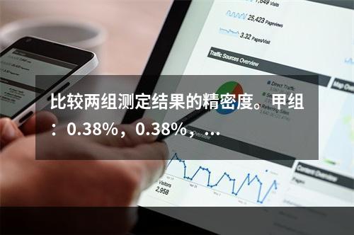 比较两组测定结果的精密度。甲组：0.38%，0.38%，0.