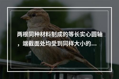 两根同种材料制成的等长实心圆轴，端截面处均受到同样大小的扭矩