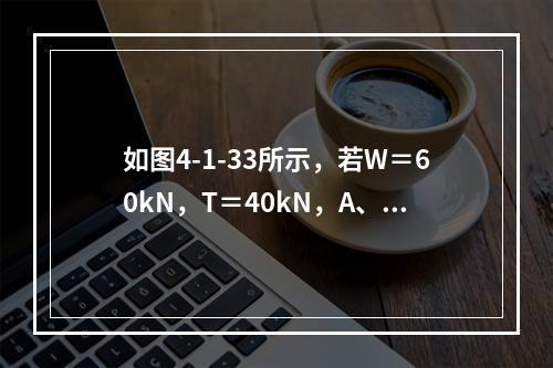 如图4-1-33所示，若W＝60kN，T＝40kN，A、B间