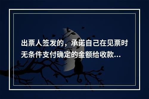 出票人签发的，承诺自己在见票时无条件支付确定的金额给收款人或