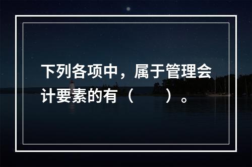 下列各项中，属于管理会计要素的有（　　）。