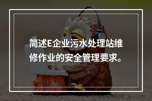 简述E企业污水处理站维修作业的安全管理要求。