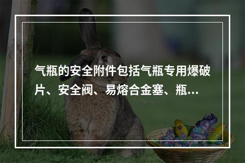 气瓶的安全附件包括气瓶专用爆破片、安全阀、易熔合金塞、瓶阀、