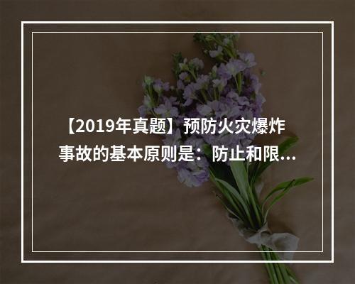 【2019年真题】预防火灾爆炸事故的基本原则是：防止和限制燃