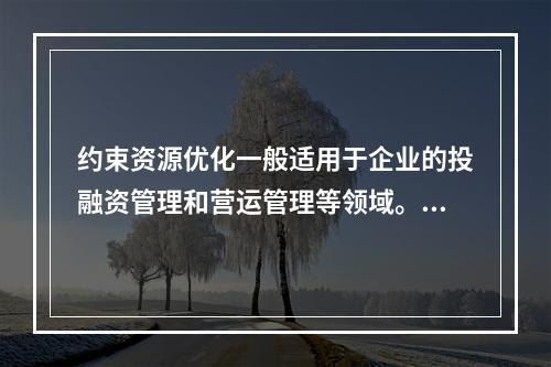 约束资源优化一般适用于企业的投融资管理和营运管理等领域。（　