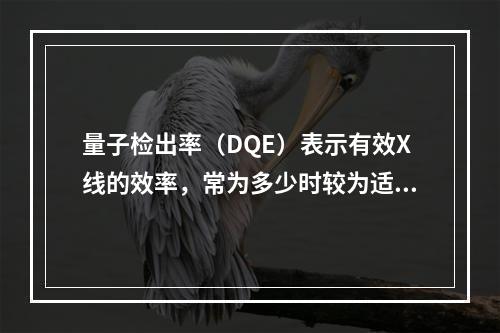 量子检出率（DQE）表示有效X线的效率，常为多少时较为适宜？