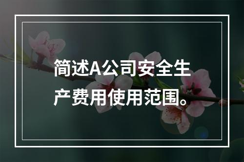 简述A公司安全生产费用使用范围。