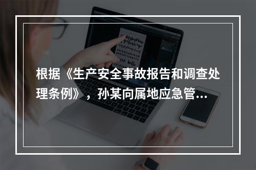 根据《生产安全事故报告和调查处理条例》，孙某向属地应急管理部