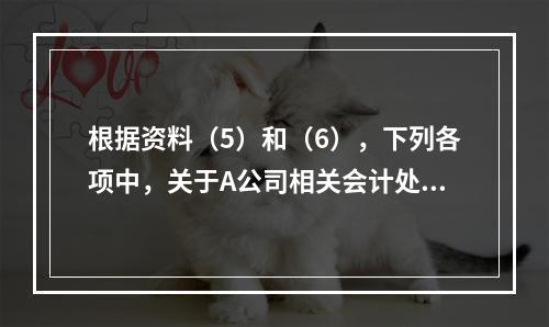 根据资料（5）和（6），下列各项中，关于A公司相关会计处理结