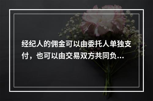 经纪人的佣金可以由委托人单独支付，也可以由交易双方共同负担。