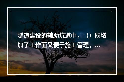 隧道建设的辅助坑道中，（）既增加了工作面又便于施工管理，是优