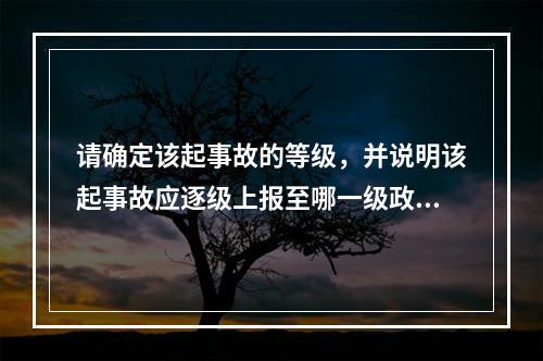 请确定该起事故的等级，并说明该起事故应逐级上报至哪一级政府安