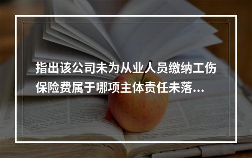 指出该公司未为从业人员缴纳工伤保险费属于哪项主体责任未落实。