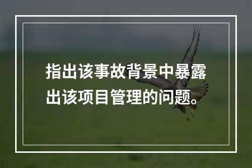 指出该事故背景中暴露出该项目管理的问题。