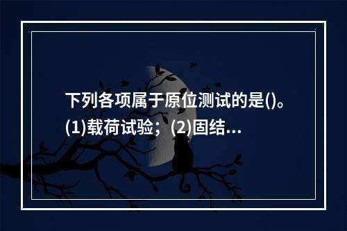 下列各项属于原位测试的是()。(1)载荷试验；(2)固结试验