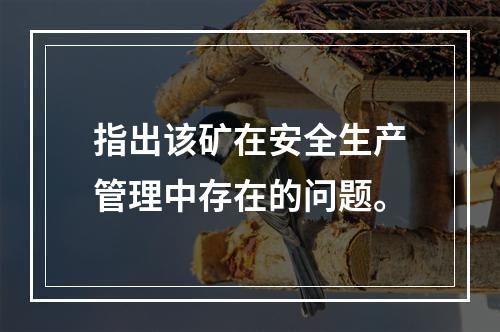 指出该矿在安全生产管理中存在的问题。