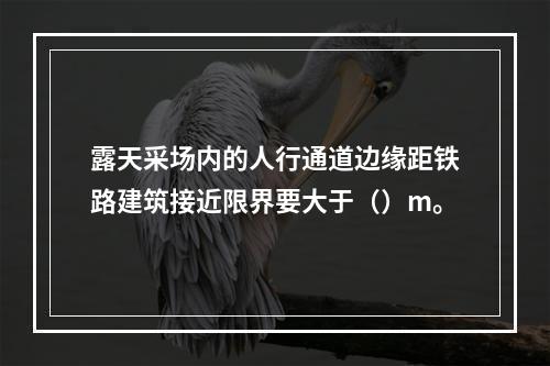 露天采场内的人行通道边缘距铁路建筑接近限界要大于（）m。