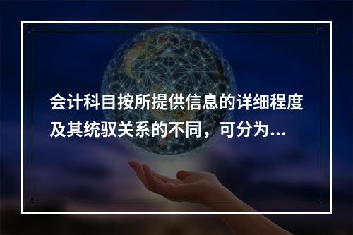 会计科目按所提供信息的详细程度及其统驭关系的不同，可分为（