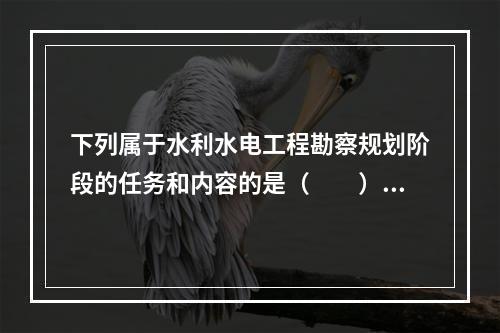 下列属于水利水电工程勘察规划阶段的任务和内容的是（　　）。