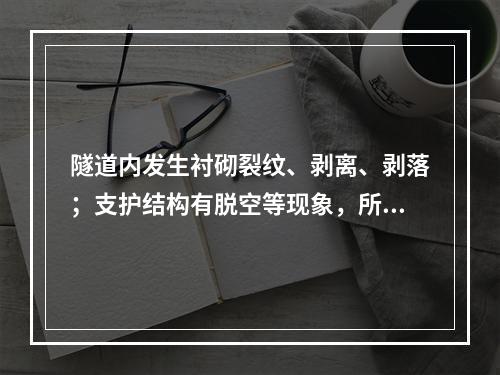 隧道内发生衬砌裂纹、剥离、剥落；支护结构有脱空等现象，所需的