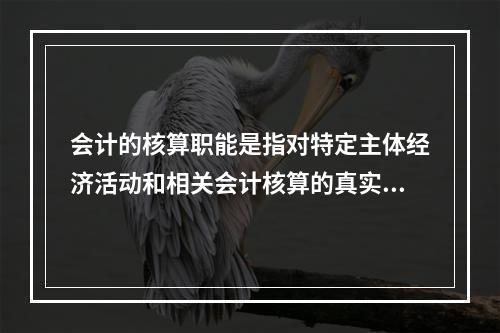 会计的核算职能是指对特定主体经济活动和相关会计核算的真实性、