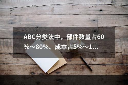 ABC分类法中，部件数量占60%～80%、成本占5%～10%