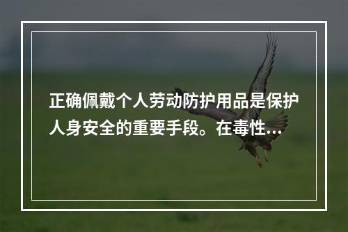 正确佩戴个人劳动防护用品是保护人身安全的重要手段。在毒性气体