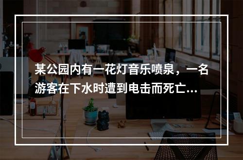 某公园内有一花灯音乐喷泉，一名游客在下水时遭到电击而死亡。从