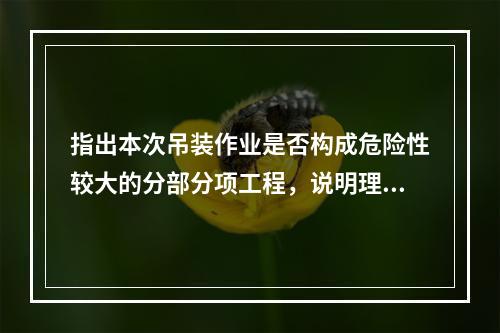 指出本次吊装作业是否构成危险性较大的分部分项工程，说明理由。