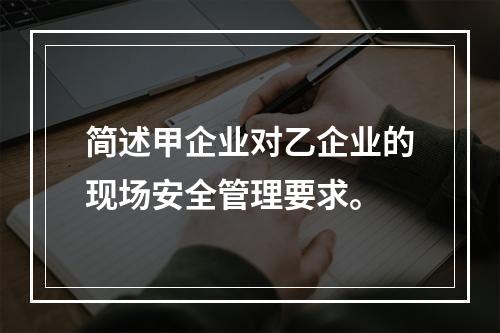 简述甲企业对乙企业的现场安全管理要求。