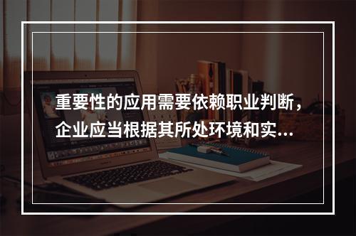 重要性的应用需要依赖职业判断，企业应当根据其所处环境和实际情