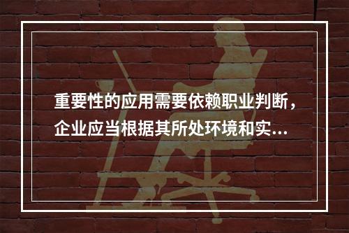 重要性的应用需要依赖职业判断，企业应当根据其所处环境和实际情