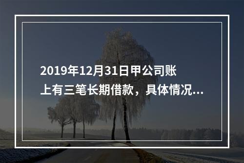 2019年12月31日甲公司账上有三笔长期借款，具体情况如下