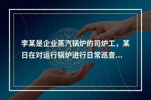 李某是企业蒸汽锅炉的司炉工，某日在对运行锅炉进行日常巡查的过