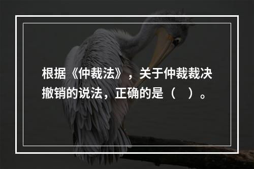 根据《仲裁法》，关于仲裁裁决撤销的说法，正确的是（　）。