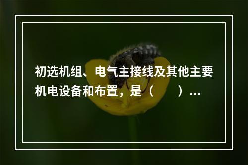 初选机组、电气主接线及其他主要机电设备和布置，是（　　）阶