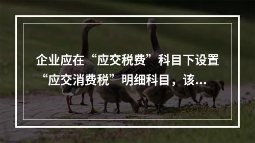 企业应在“应交税费”科目下设置“应交消费税”明细科目，该科目