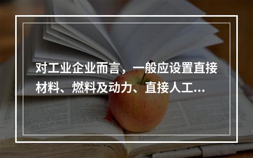 对工业企业而言，一般应设置直接材料、燃料及动力、直接人工、制