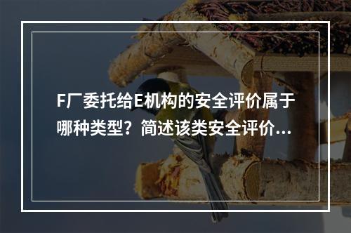 F厂委托给E机构的安全评价属于哪种类型？简述该类安全评价包括