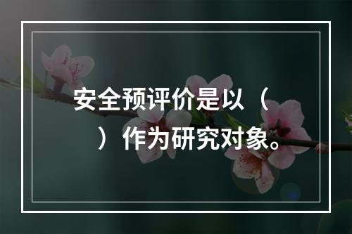 安全预评价是以（　　）作为研究对象。