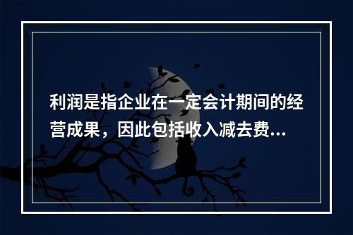 利润是指企业在一定会计期间的经营成果，因此包括收入减去费用后